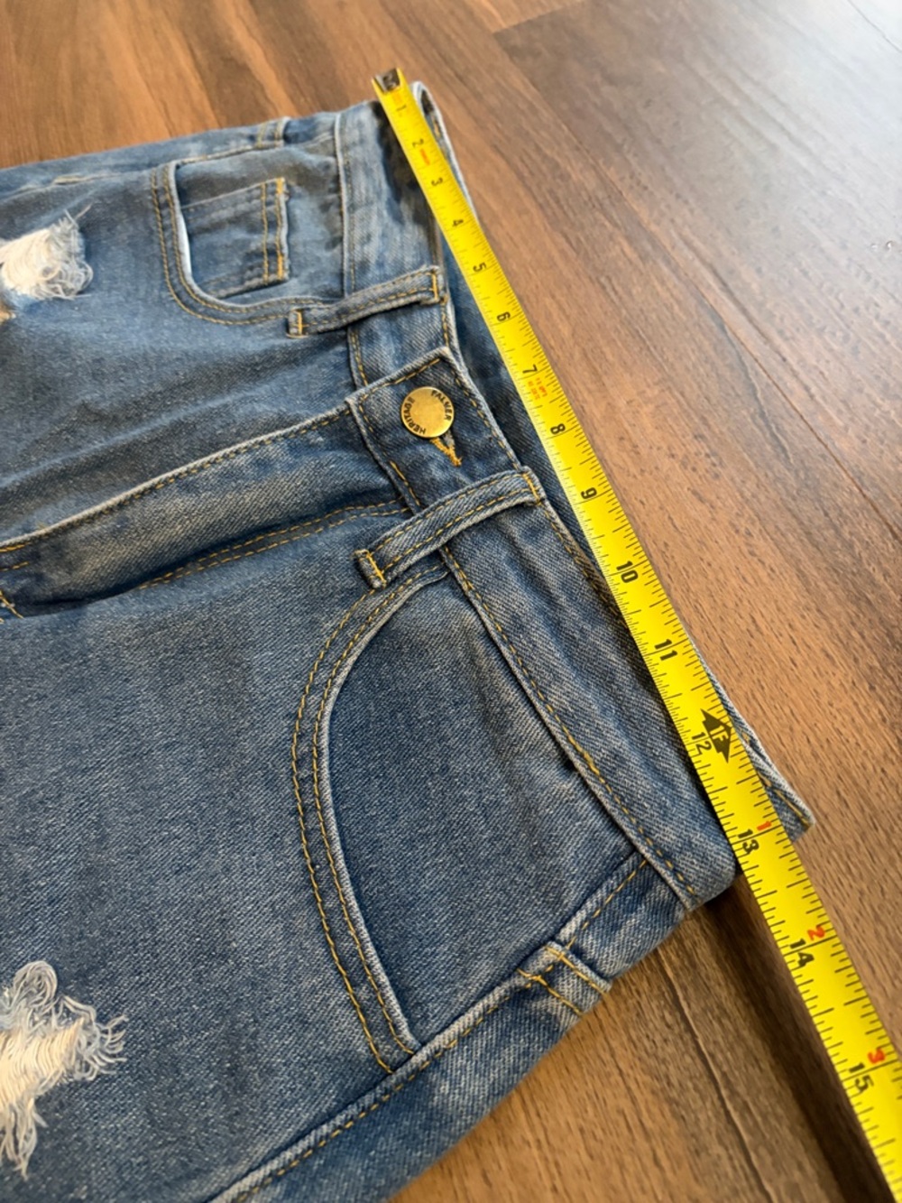 SHEIN Blue Distressed Denim Mini Skirt with Frayed Hem Womens Size Small - Picture 6 of 9